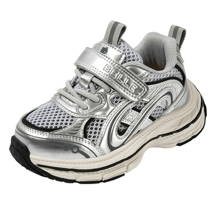 百丽童鞋女童运动鞋2026夏季新款透气跑步鞋儿童老爹鞋男童网面鞋