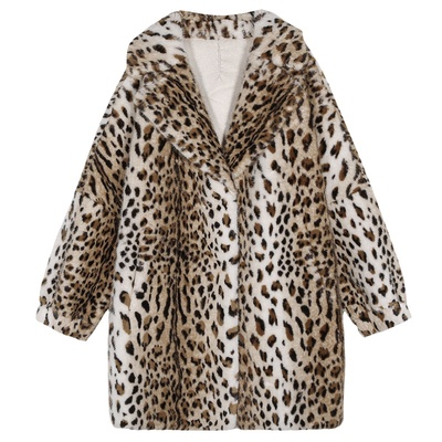 落落狷介豹纹环保皮草女