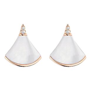 CAMIERY小扇子白贝母裙子耳钉女精致小巧轻奢高级感气质大气耳饰