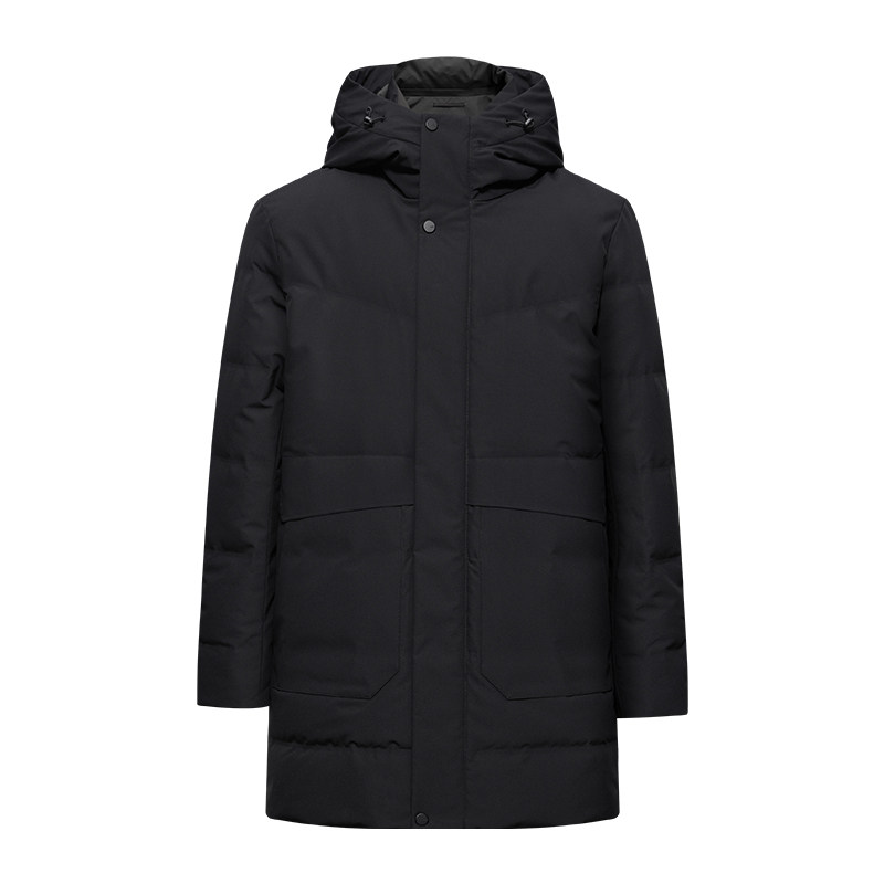 BONI/堡尼新品商务净色连帽外套中长款休闲保暖羽绒服男ES780091C