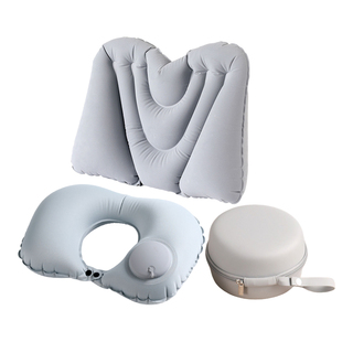 充气u型枕头腰靠垫旅行便携高铁火车硬座长途飞机经济舱睡觉神器