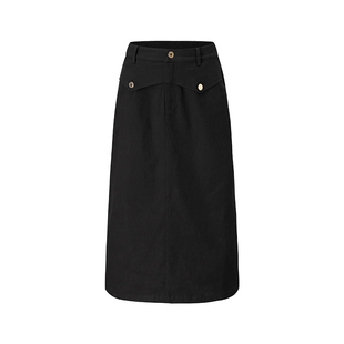 GIOVANNI VALENTINO百搭设计感半身裙女士休闲通勤中长款直筒裙子