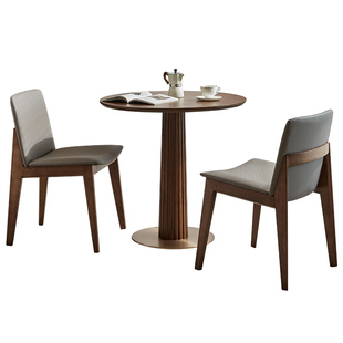 北欧纯实木餐桌圆形家用售楼部办公接待洽谈桌椅组合阳台小圆桌子
