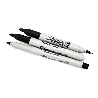 sharpie锐意实验室马克笔防75%酒精喷不防擦耐低温双头黑色记号笔