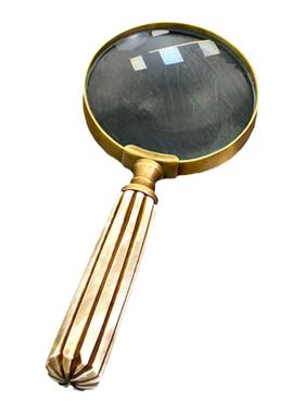 费灵家居印度进口手工复古黄铜小号迷你放大镜礼物书房桌面摆件