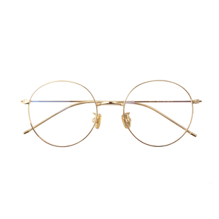 圆眼镜框女复古细框配平光镜金边金丝边镜框金色防蓝光眼睛架细边