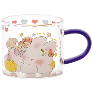 蓝莲花茶杯女士个人专用迷你玻璃杯儿童水杯家用高端小杯子饮水杯