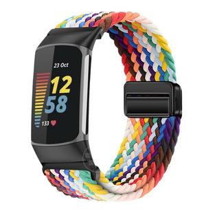适用菲比Fitbit Charge6智能手表Charge5表带Charge3弹力尼龙Charge4磁吸扣编织腕带Charge2个性替换金属表链