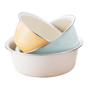 安博力珐琅搪瓷盆三件套和面小火锅储物盆水果蔬菜清洗家用高汤盆