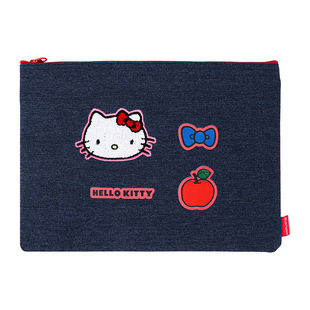 广博正版三丽鸥拉链袋谷子收纳牛津布包耐用可爱KITTY猫动漫周边A4文件袋A5票据袋痛包多用途结实布面刺绣包