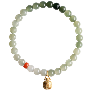 千翠坊天然和田玉【金宝】晴水手串女渐变吞金兽宝宝手链小众礼物