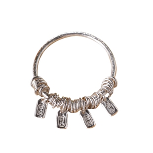 熙素原创手工999足银[盘缠]圆环手镯男女同款定制吉言实心银手环