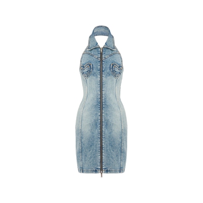 【惊喜特惠】M05CH1N0 JEANS 女士心形口袋弹力牛仔连衣裙