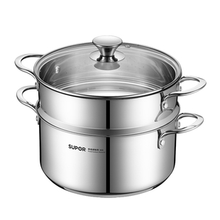 苏泊尔24cm蒸锅家用加厚304不锈钢双层汤锅蒸煮一体蒸锅家用煮锅
