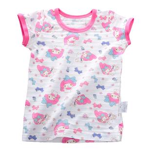 儿童短袖t恤 女纯棉夏季睡衣女宝大童夏装半袖新款体恤婴幼儿3件