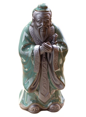 禅意孔子陶瓷摆件客厅书房装饰品