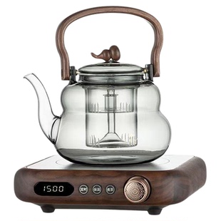 胡桃木煮茶炉煮茶器新款玻璃耐高温烧水壶电陶炉专用煮茶壶泡茶壶