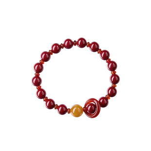 ZEGL本命年红色紫金砂朱砂手串女秋冬天然红玛瑙手链中式手镯手饰