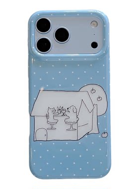 一家不会撞壳的店清新夏日波点动物小狗猫手机壳适用苹果iphone1716PRO14promax18p15PM硅胶包边软防摔保护套