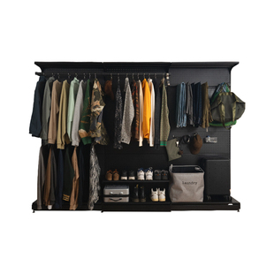 五金少女洞洞板黑色大衣柜家用卧室出租房简易货架金属铁艺开放式