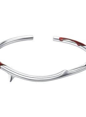 明星同款荆棘原创情侣银饰手镯