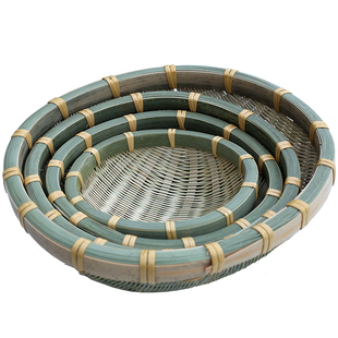 竹编馒头筐圆形家用果盘洗菜筲箕馒头筐果篮竹制品竹编圆形家用篮