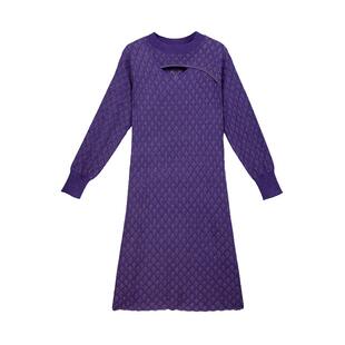 恒源祥春秋中长款裙子打底裙含羊毛毛衣裙纯色宽松保暖长裙子过膝