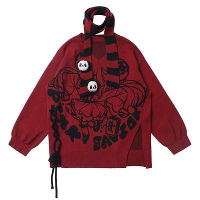 pinksavior【發發】 V领针织y2k秋显瘦毛衣设计衬衫半裙套装