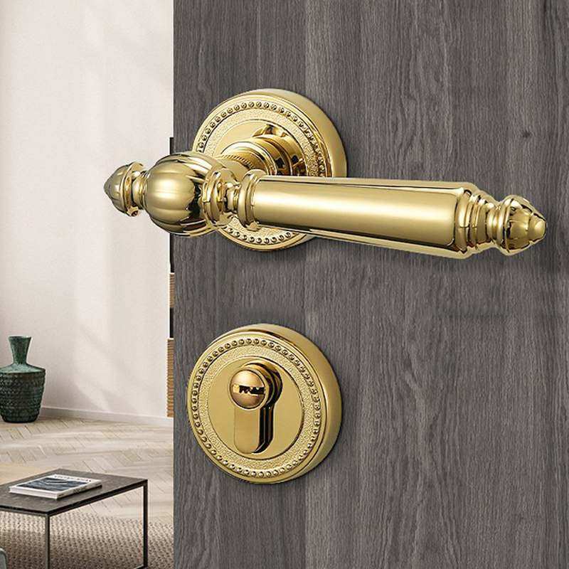 冠宁厂家美式金色门锁室内卧室分体房门锁木门把手轻奢磁吸静音锁