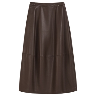 YINER音儿专选2025冬季新款法式优雅褶艺花苞型柔软皮革半身裙