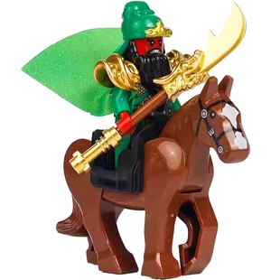 三国小侠积木人仔刘备关羽周瑜曹操五虎上将男孩儿童拼装玩具模型