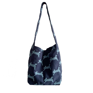 日系小hobo皆川明风跑兔棉麻布包重工刺绣单肩包手提包迷你腋下包