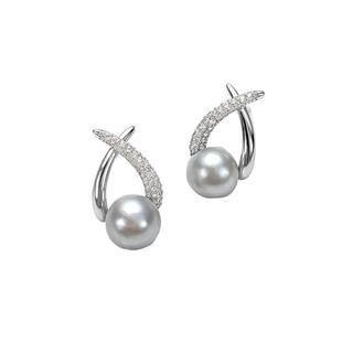 DARA戴拉akoya珍珠耳钉海水真多麻耳饰925银7-8mm正圆强光百搭