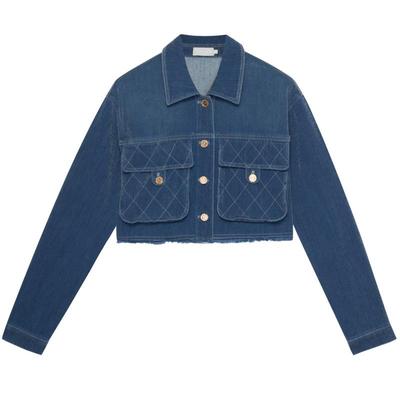 REVAN芮范2023秋季新品设计师款复古感菱格纹牛仔外套RN70109210