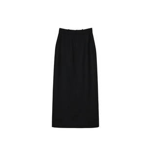 MRS Studios 精仿羊毛 極简超长H型直筒后开叉显瘦休闲西装半裙