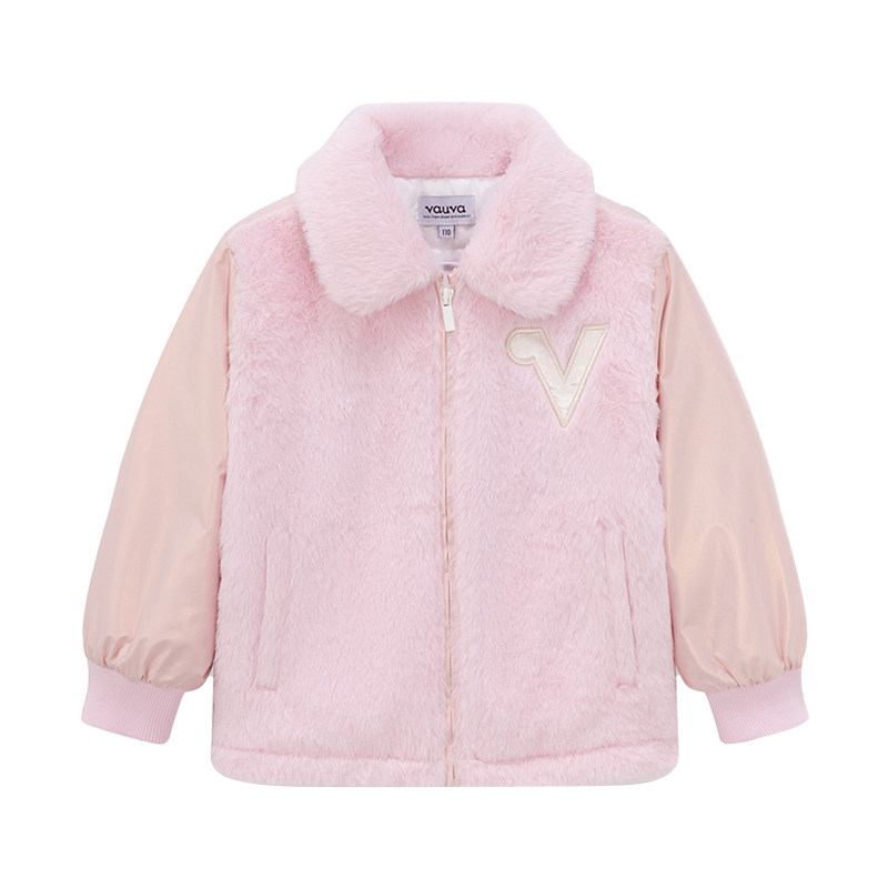 VAUVA女童冬季加厚保暖粉色棉服