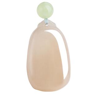 玉说和田玉藕粉平安无事牌吊坠女款玉坠玉佩面包玉牌玉挂件附证书