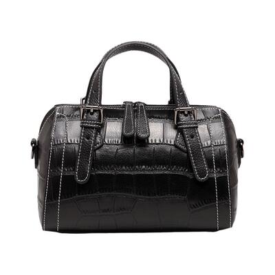 时尚鳄鱼纹真皮手提小包波士顿包