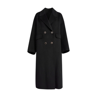 阔色灰色长款羊毛呢子大衣女2025秋冬季新款黑色双面毛呢西装外套