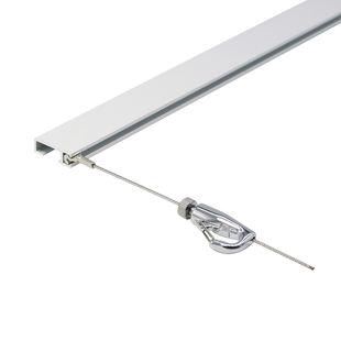 挂画器轨道不锈钢丝绳画廊画展免打孔导轨挂镜线隐形可调节连接器