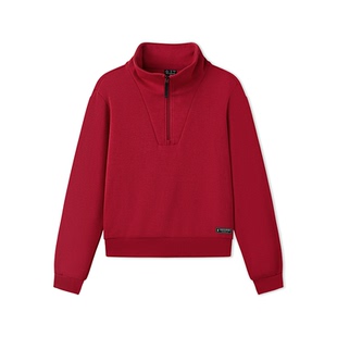 Skechers斯凯奇女士新年红色半拉链时尚立领休闲套头卫衣L425W012