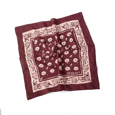 亚麻手绘poppy印花两色方巾