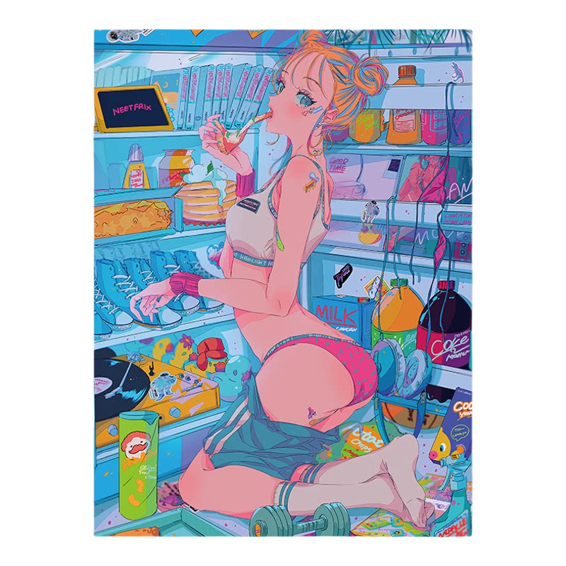 竖版二次元动漫少女背景布挂布