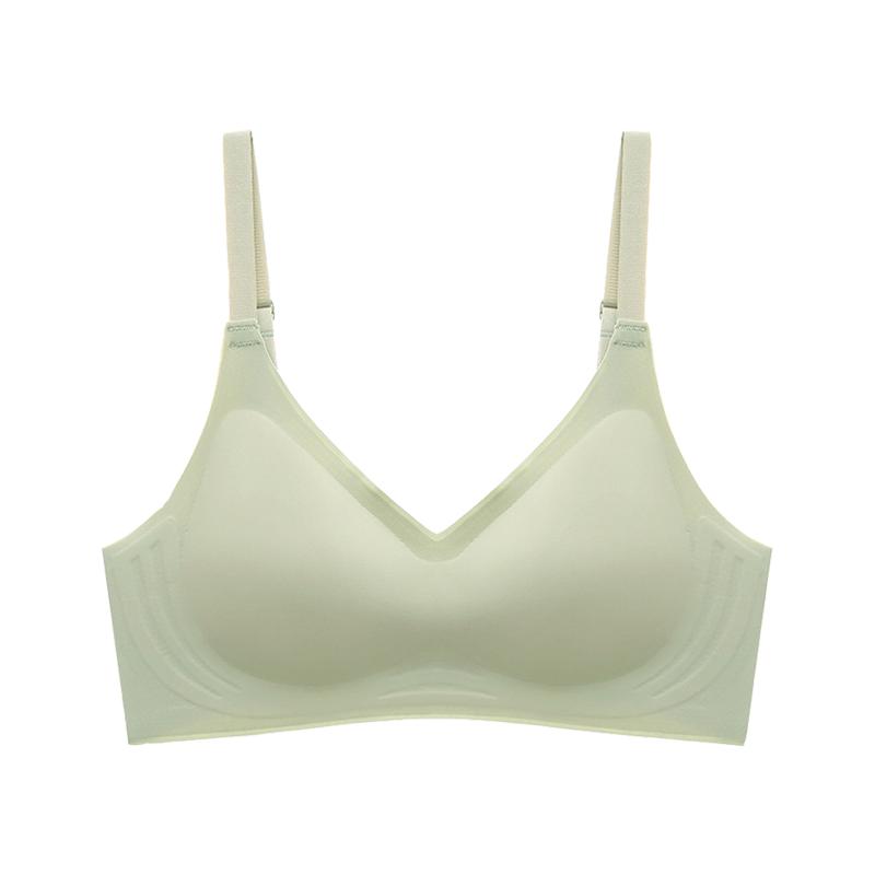 女士聚拢无钢圈V型简约锦纶内衣无痕乳胶垫防下垂聚拢青年文胸