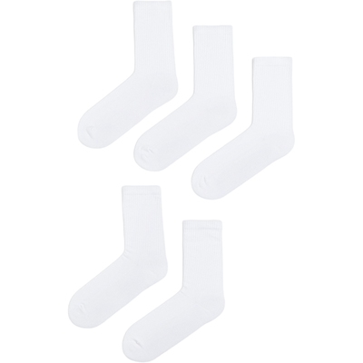 HM男士袜子5对装柔软简约运动棉混纺细密白色中高筒袜子1188057