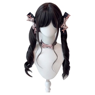 喵喵岛lolita双马尾假发罗马卷长卷发jk甜系扎好马尾假发全头套女