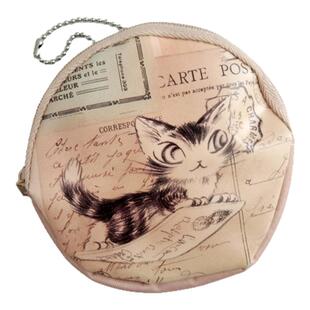 日系圆形零钱包书包挂件可爱卡包随身口红包达洋猫钥匙收纳小包