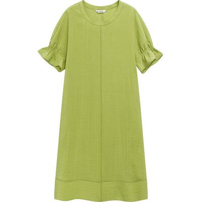【播奥莱】播花边圆领连衣裙女商场同款夏宽松短袖裙子BDR2LD1432