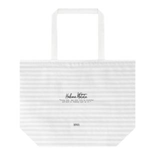 Talktokey(TTO) 女性主题 白色条纹通勤百搭松弛单肩帆布包袋男女