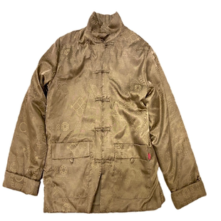 BTTJOB CHINESE JACKET 陈冠希绿金丝绸功夫扣盘扣立领棉服唐装